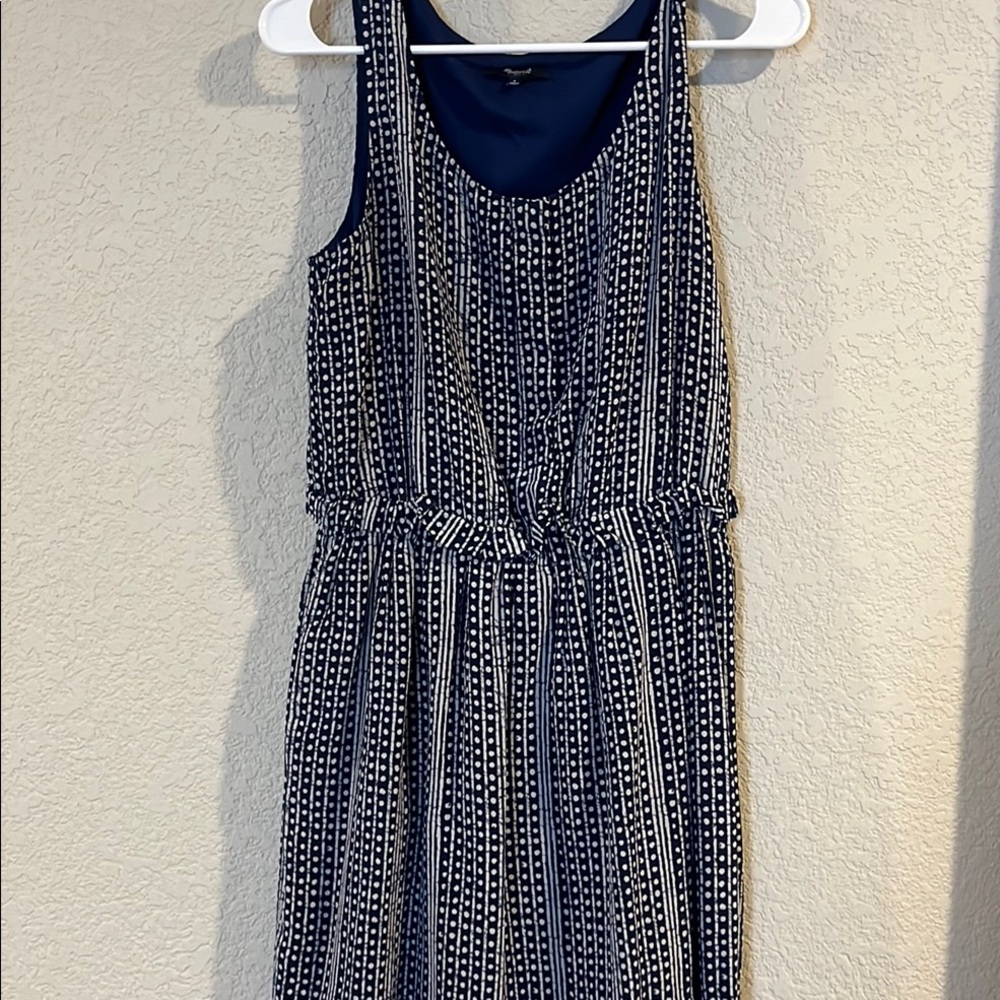 Navy and White Sleeveless Dress